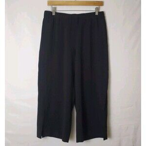 White House Black Market The Wide Leg Crop Pants Size 6 Black Elastic Waist